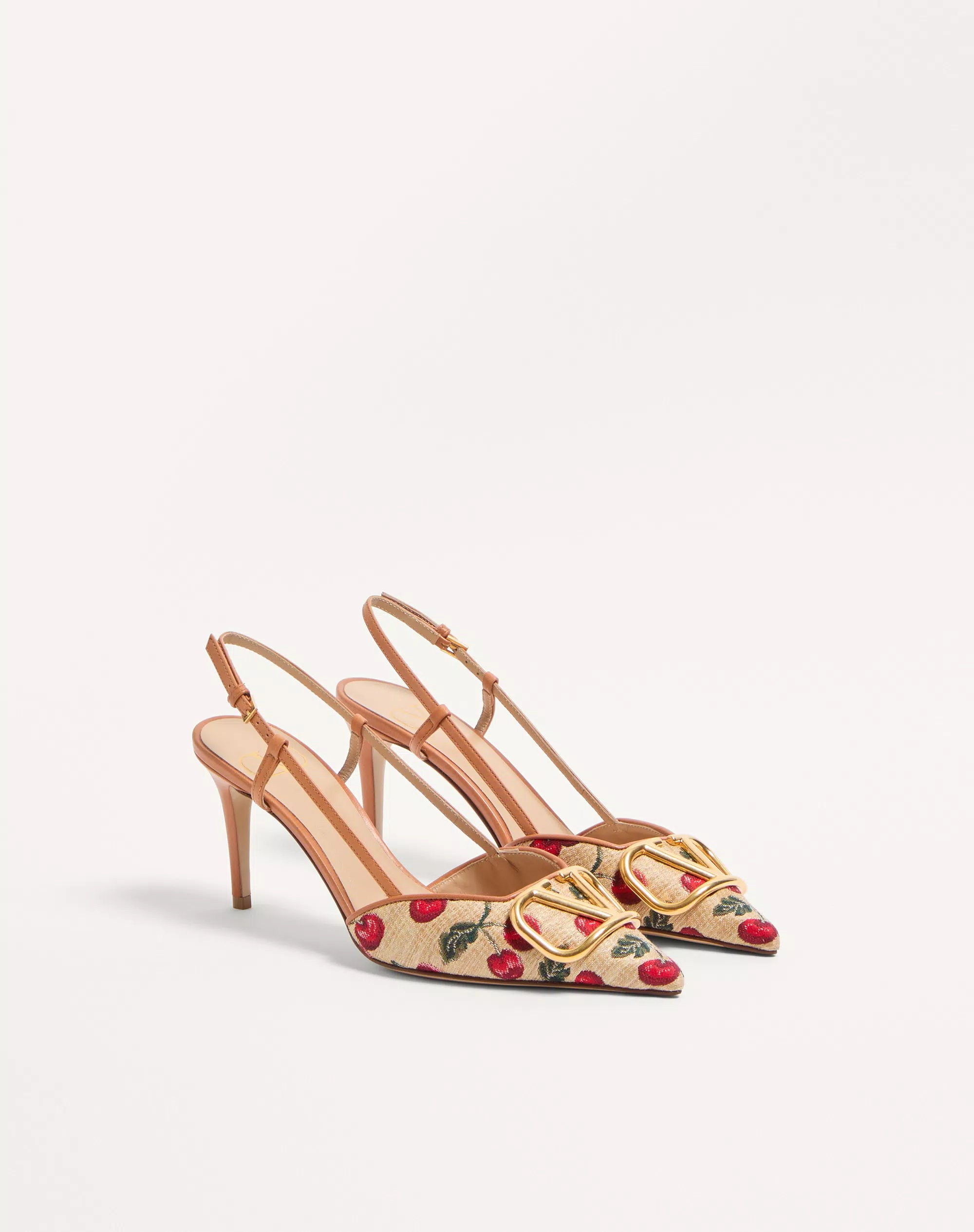 Valentino Vlogo Signature Slingback Pumps In Cherryfic Pattern 80Mm - Image 7